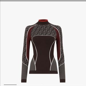 Fendi Tech fabric sweater and Black seamless leggings